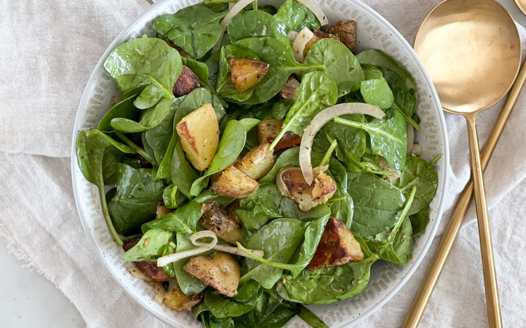 Garlicky Baby Potato & Spinach Salad